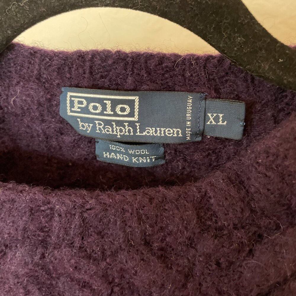 Vintage Ralph Lauren 100% Wool Deep Purple Washed Sweater